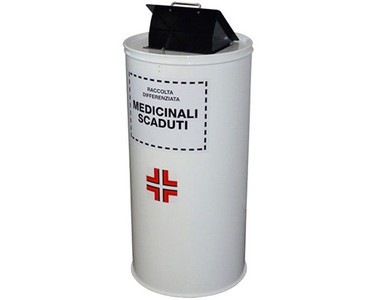 Contenitore cilindrico in acciaio per medicinali scaduti 60-100lt.