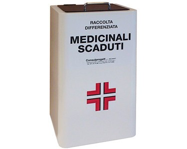 Contenitore in acciaio per medicinali scaduti / rifiuti sanitari appuntiti 30-60lt.