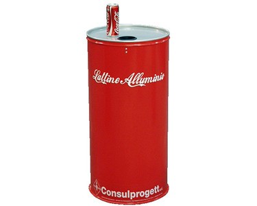 Contenitore cilindrico in acciaio per lattine di alluminio 100lt.